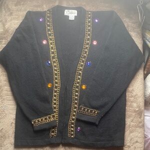 Carducci  beaded rhinestone Black Wool Blend Sweater